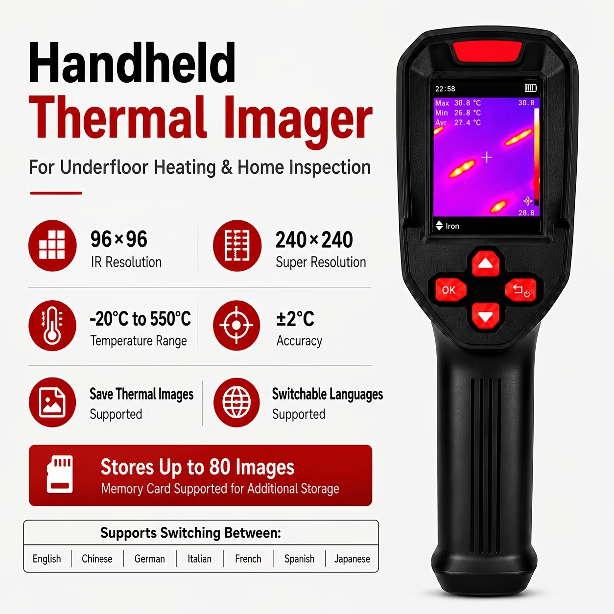 Thermal Imaging Camera Pcb Repair - USB-wiederaufladbare Wärmebildkamera HD IR 240×240 -20